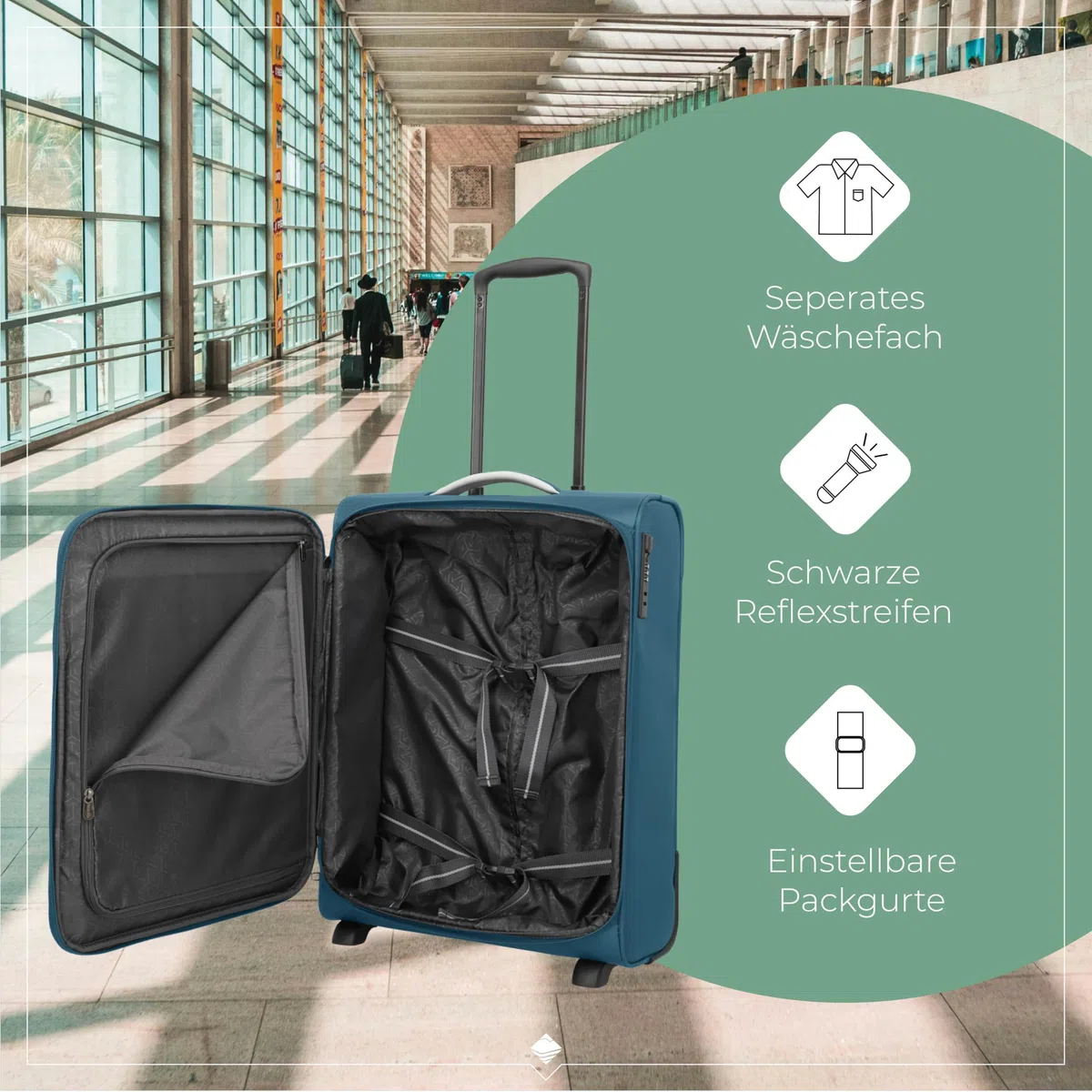 travelite Jetpack Wózek pokładowy z 2 kółkami 55 x 40 x 20 cm / 2,2 kg (2-Rad), benzyna, 55 x 40 x 20 cm / 2,2 kg (2-Rad), Wózek pokładowy z 2 kółkami